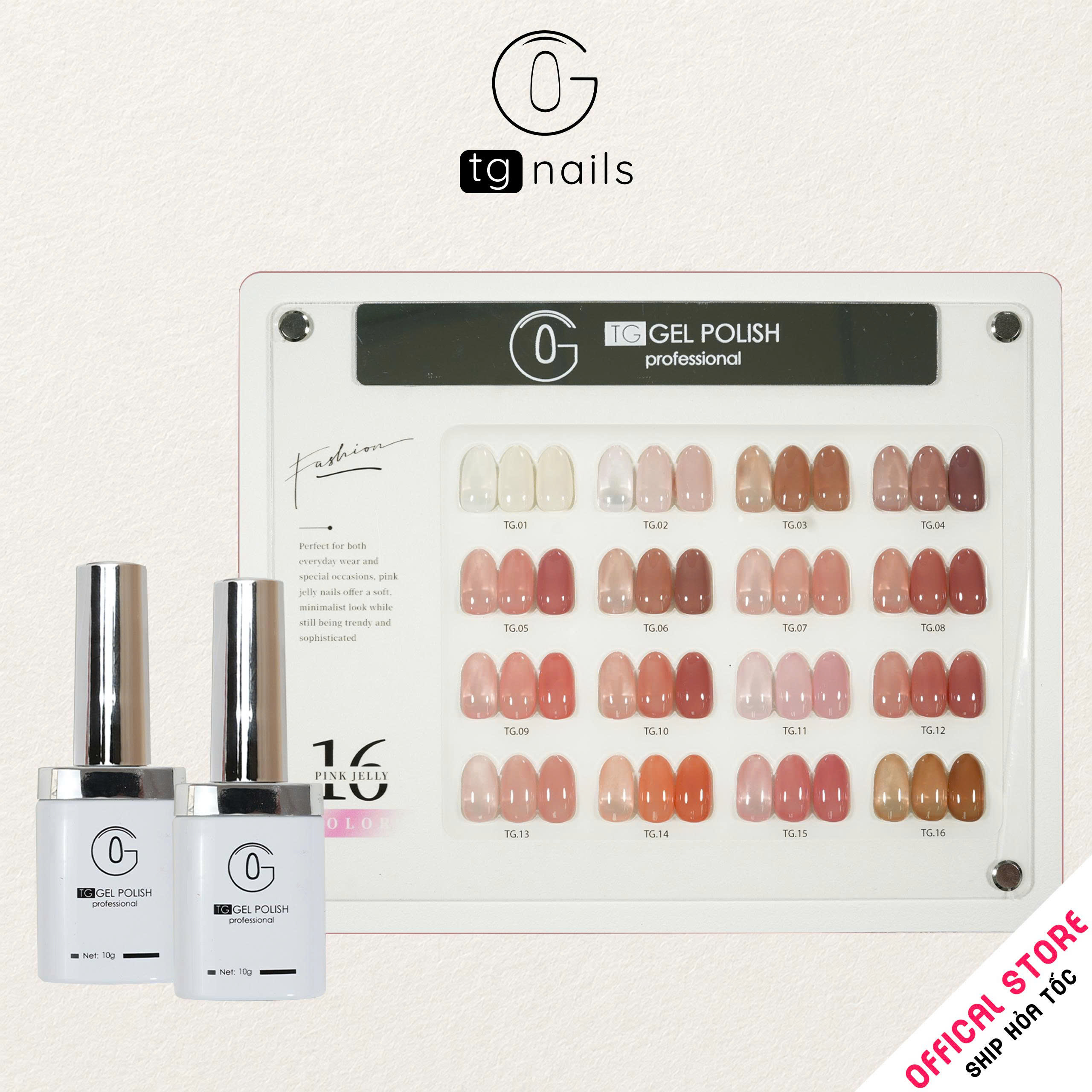 Combo 16 màu Thạch Hồng TG Nails Kèm bảng màu