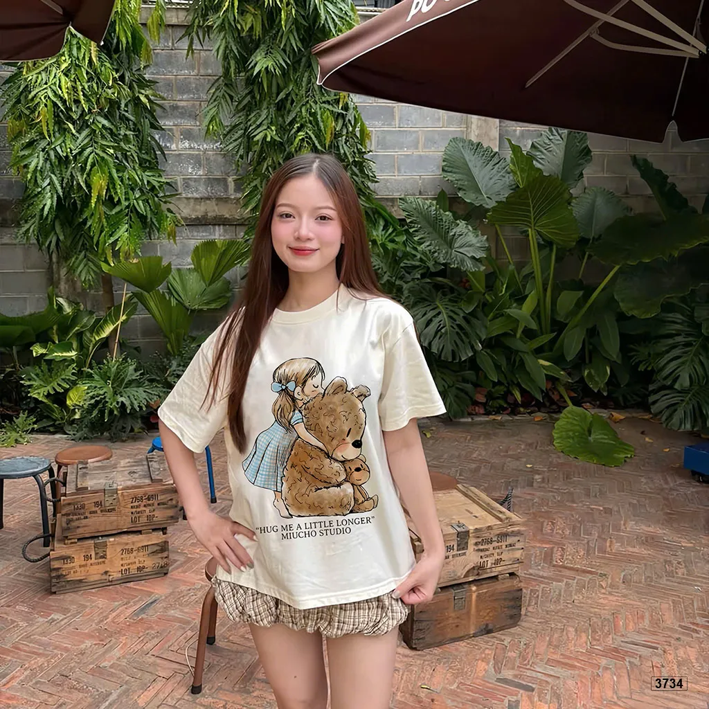 Áo thun boxy nữ phong cách dễ thương hoạt hình gấu Miucho 3734_thumbnail_5
