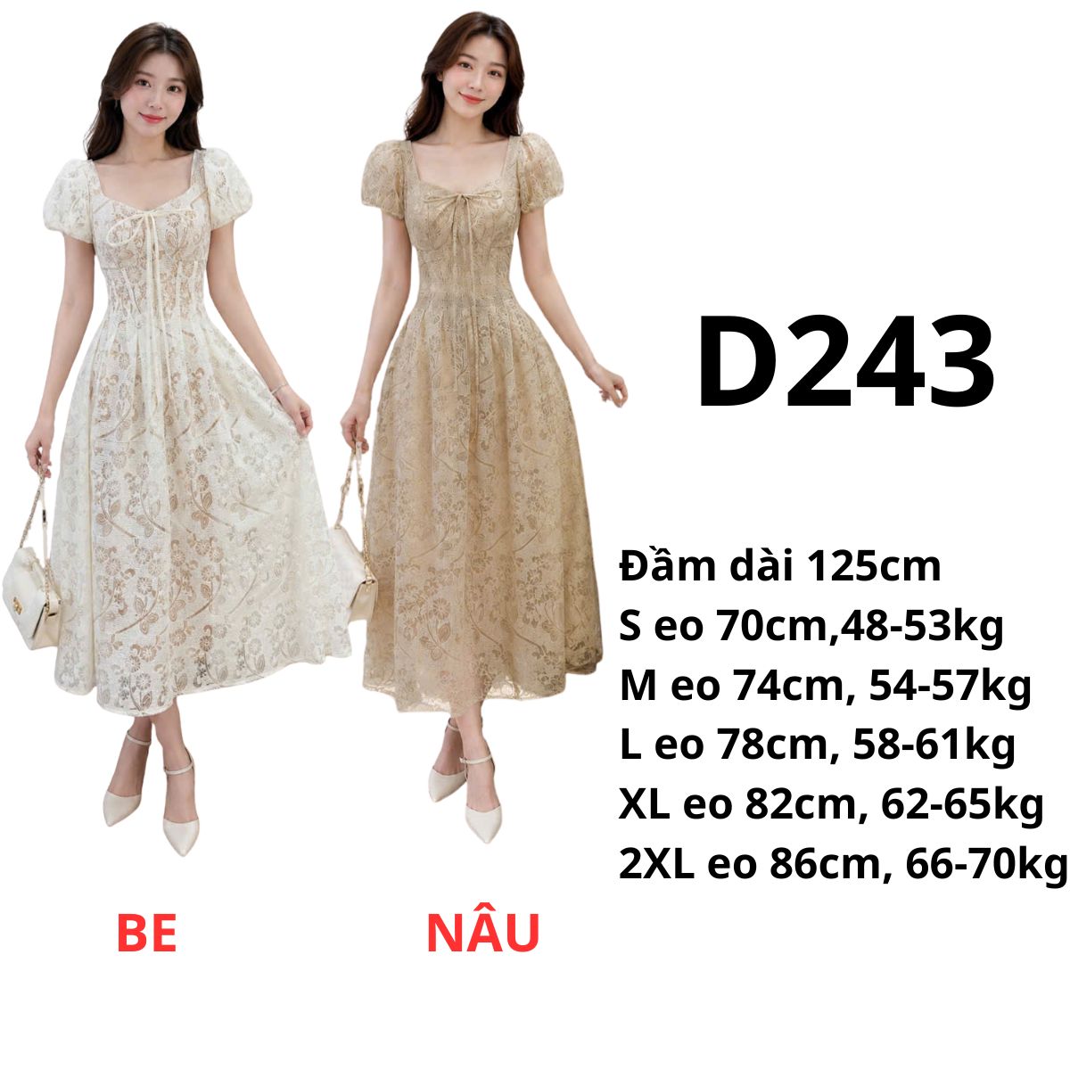 D243 - Đầm ren cổ vuông