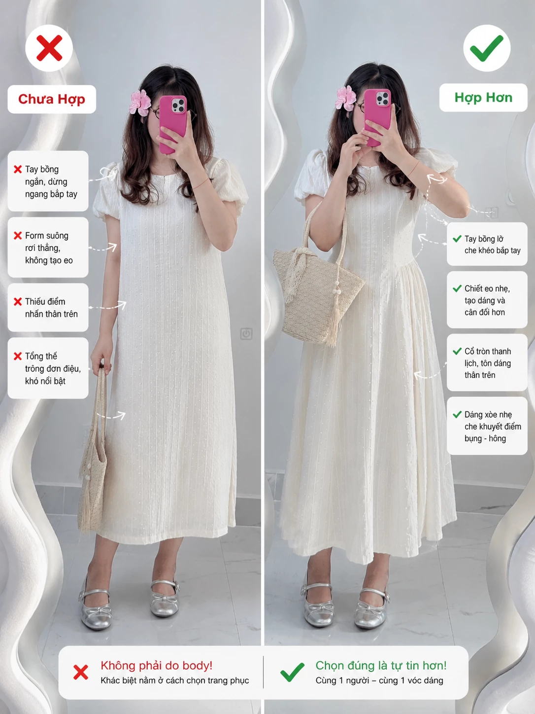 So sánh chọn form đầm bigsize DA154 giúp dáng cân đối hơn