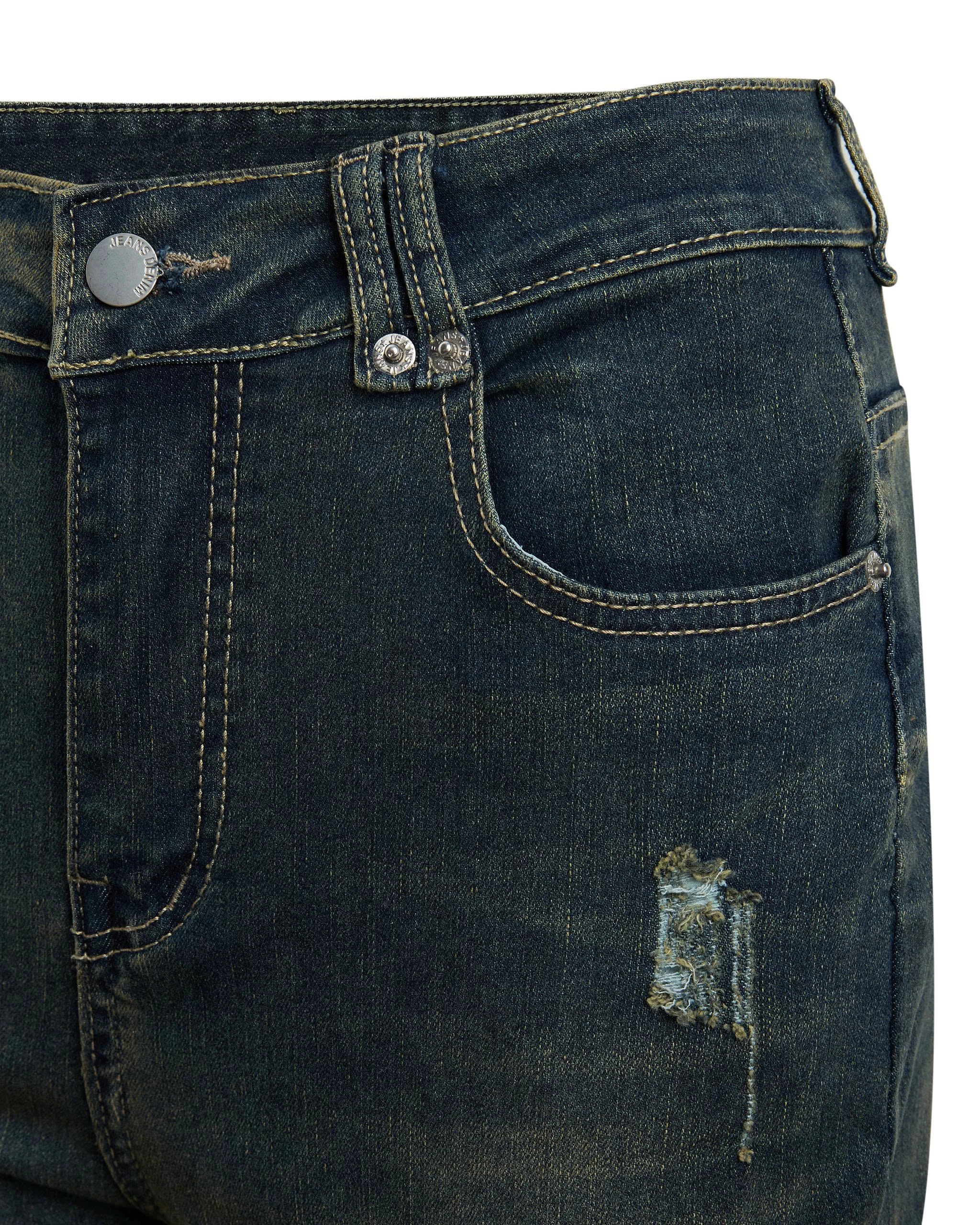 Cận cạp cao nút và wash quần jean ống loe bigsize V-QJ341