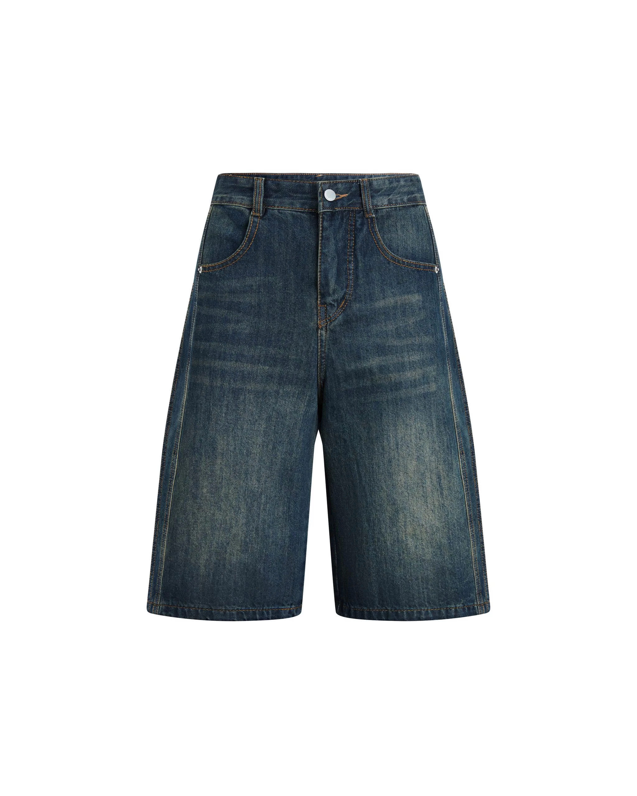 Mặt trước quần short jean lửng bigsize QSJ67 cạp cao ống suông