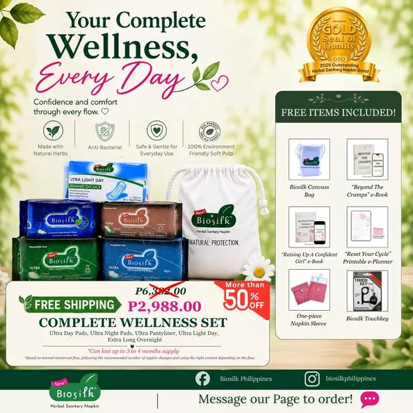 Product image - COMPLETE WELLNESS SET (3 to 4-month supply set based on regular usage of napkin with medium-heavy flow)