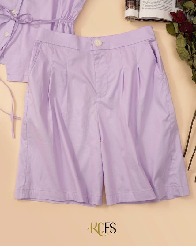 Quần ngố thô cotton phối thun