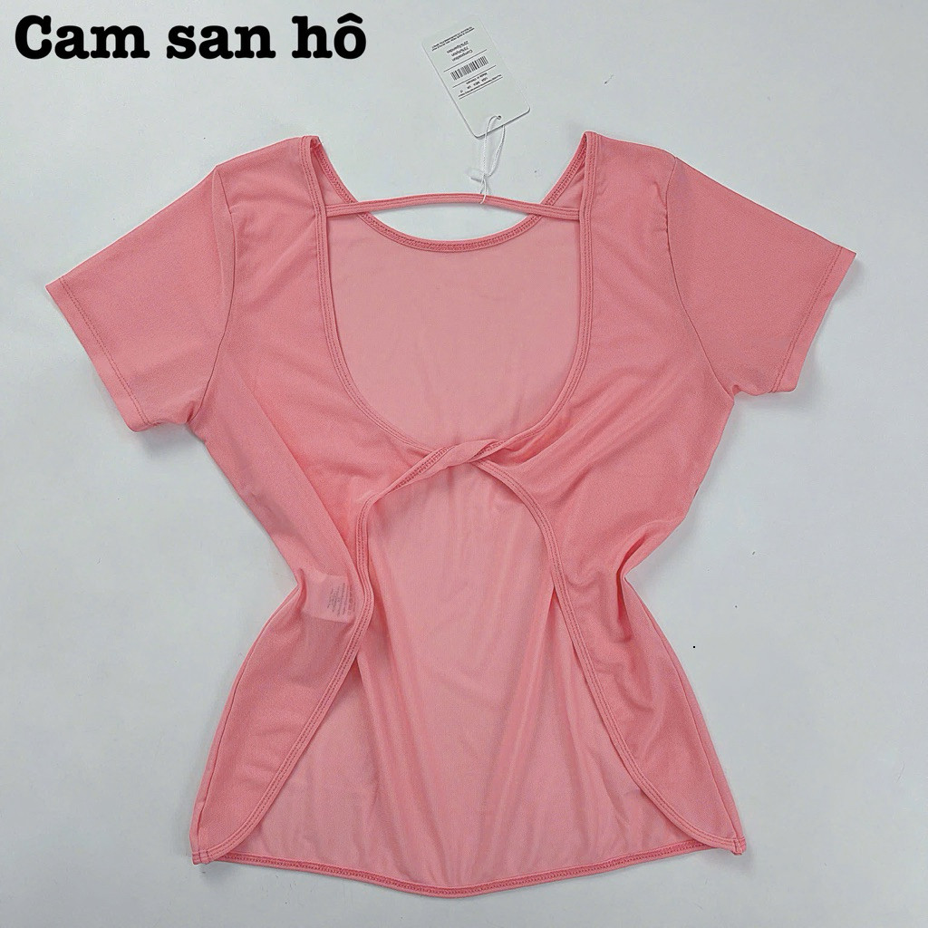 Áo Tanktop Thể Thao Nữ Tay Ngắn Hở Lưng Form Rộng Vải Lưới Mè Thoáng Khí Nhanh Khô_thumbnail_8