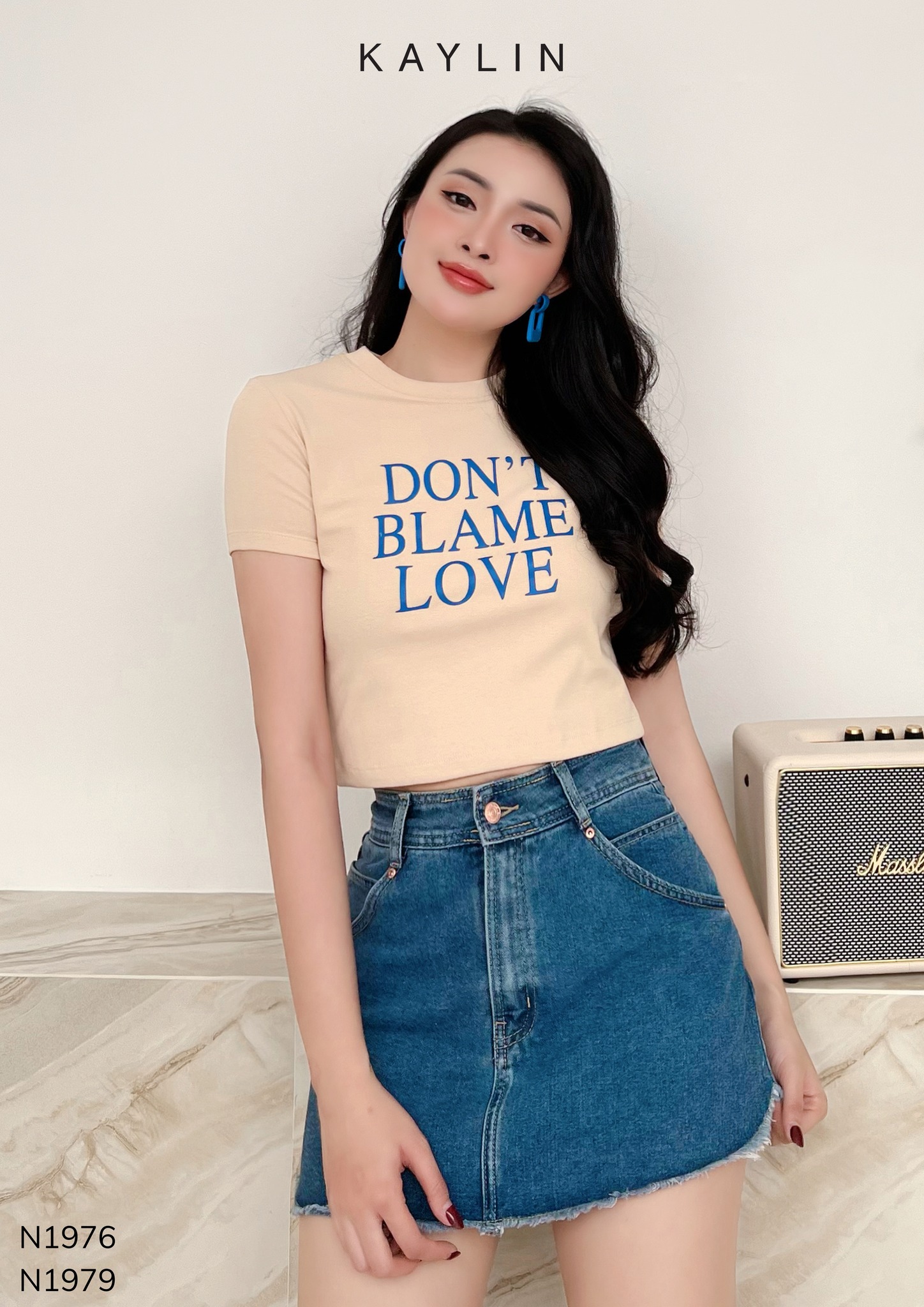 Áo thun in chữ Don't love KAYLIN