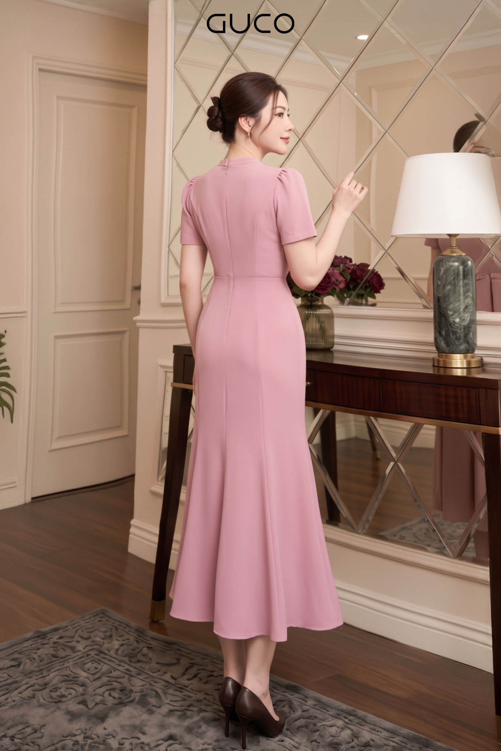 Đầm Đuôi Cá Hồng Pastel Phối Đai Eo -5261_thumbnail_2