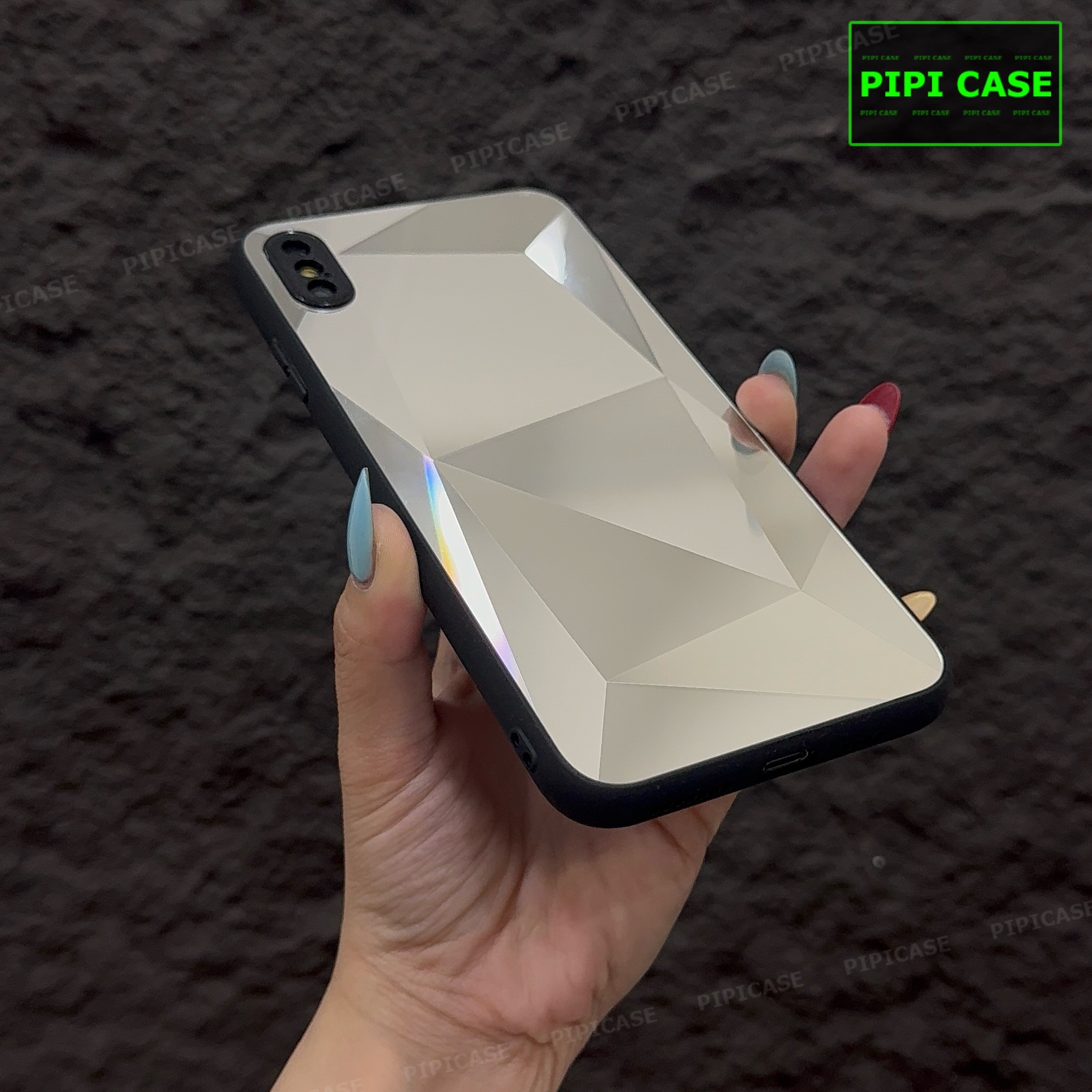 Ốp Lưng iPhone X / XS - Kim Cương 6D - Bạc_thumbnail_2