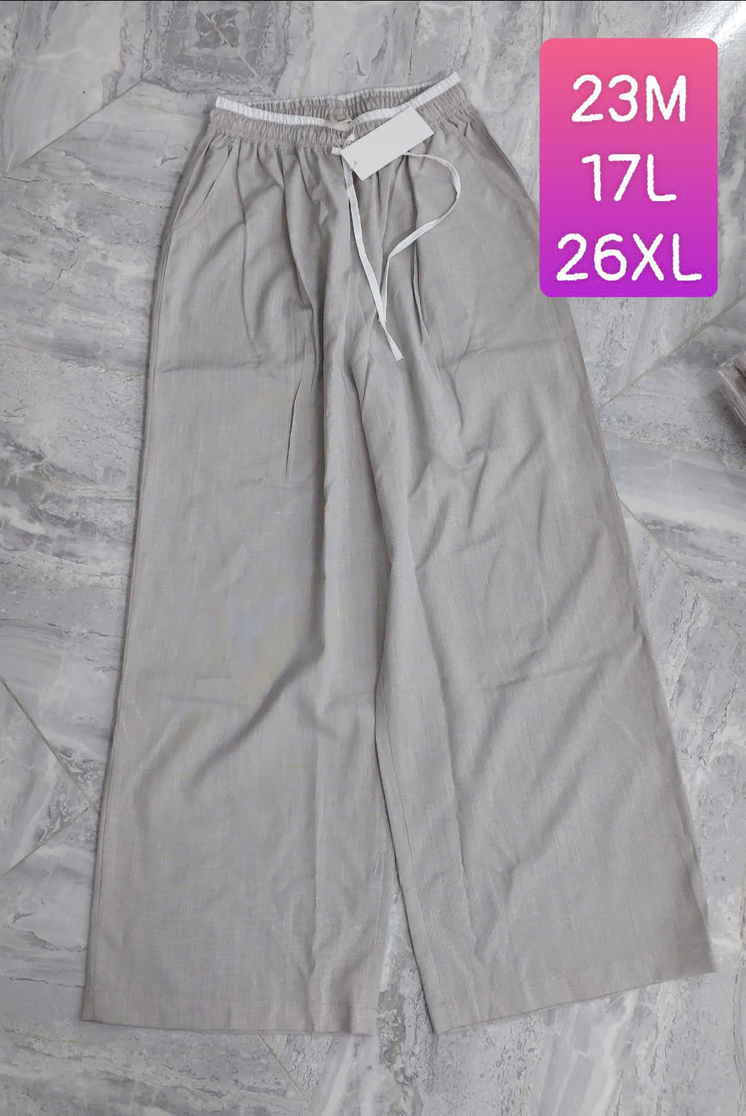 Quần suông linen lưng chun phối viền dây rút trắng_thumbnail_0