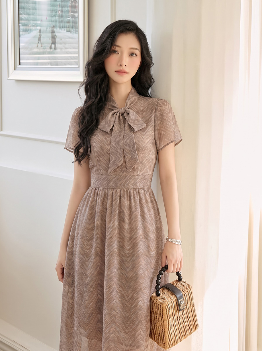 Đầm chiffon xòe họa tiết ziczac 26206_thumbnail_3