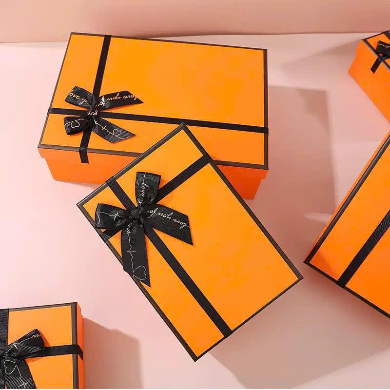 Hộp Quà Tặng Size 35x27x9 Cunbag Gắn Nơ Màu Cam Sang Trọng Thiết Kế Tinh Tế Dịp Sinh Nhật HCUN005_thumbnail_3