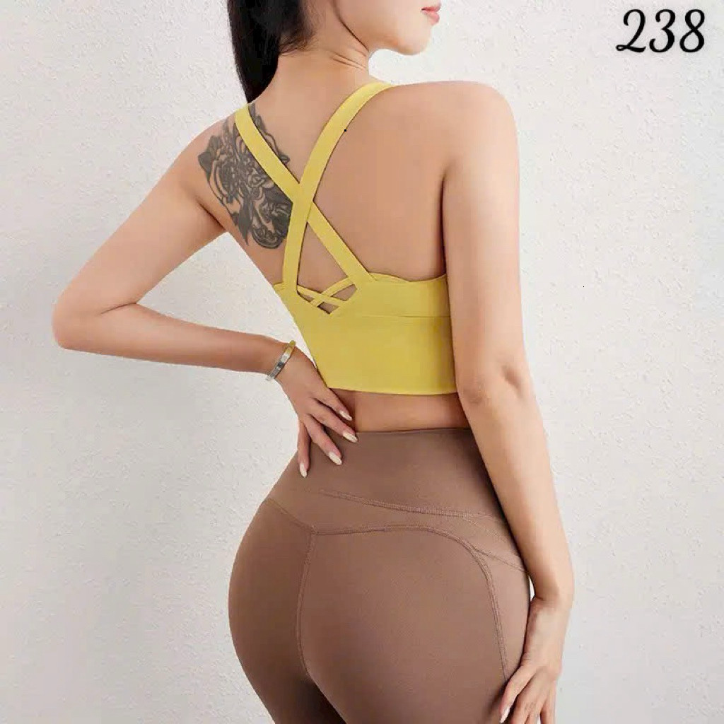 Yumii Sportswear Áo Lót Thể Thao Tập Gym Yoga Nữ Áo Bra Dây Đan Chéo Nâng Ngực Không Gọng Vải Co Giãn Sẵn Mút_thumbnail_2