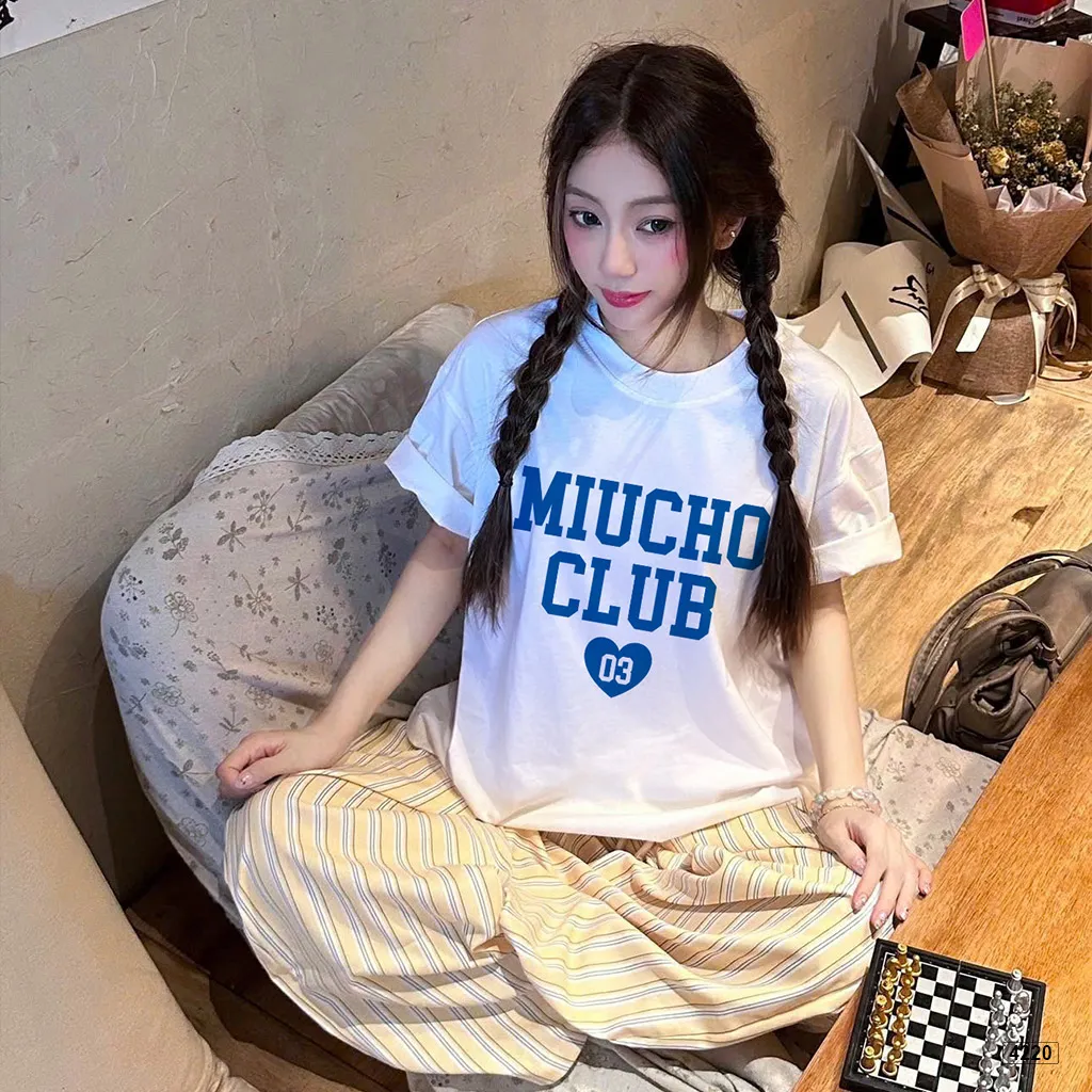 Áo thun boxy unisex phối chữ basic Miucho 4220_thumbnail_2