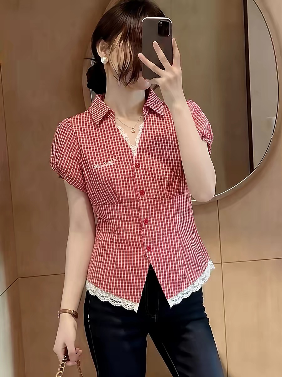 MS LW2803376- Áo sơ mi kẻ caro đỏ