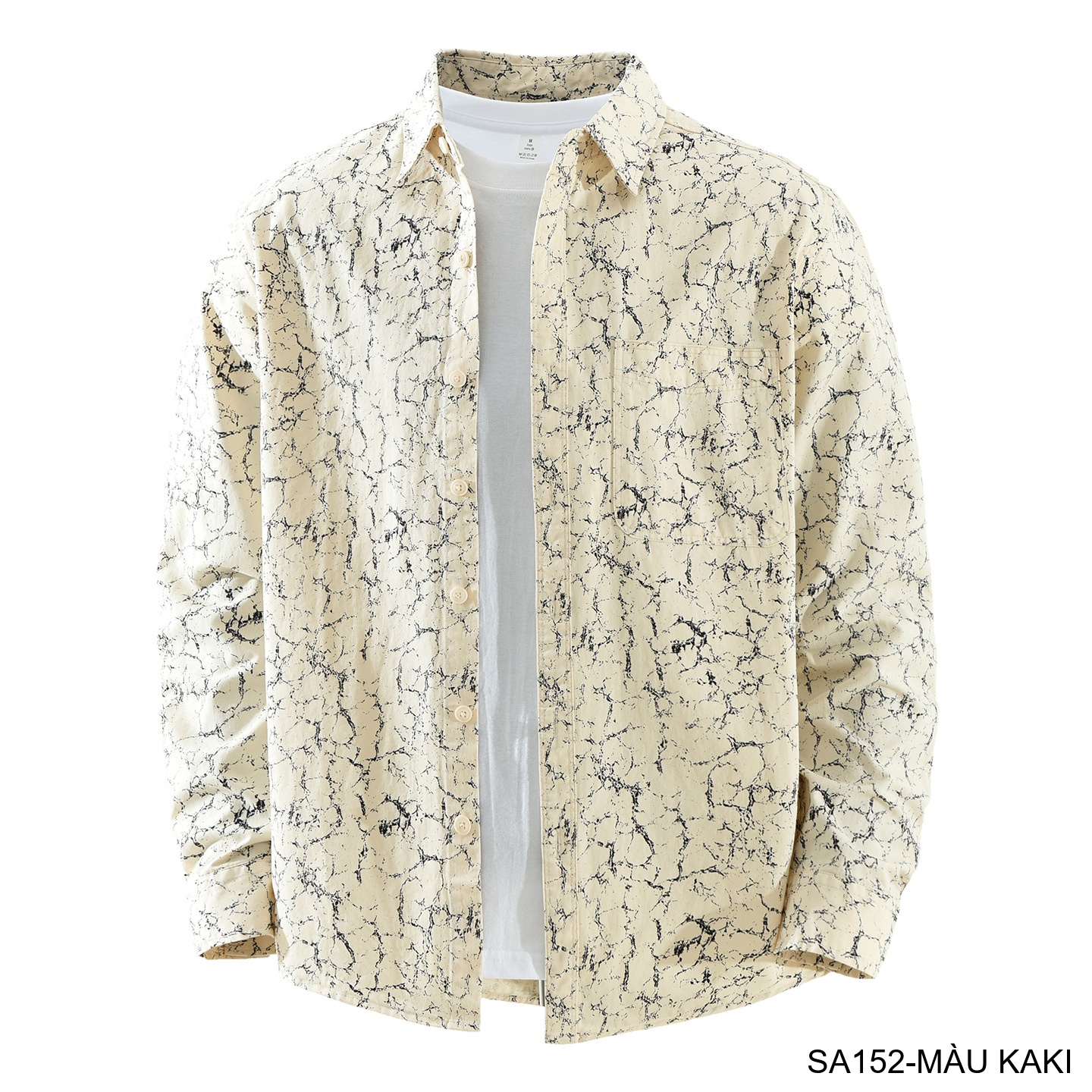 SA152 - Áo sơ mi nam dài tay họa tiết thời trang, dáng rộng thoải mái, phong cách streetwear