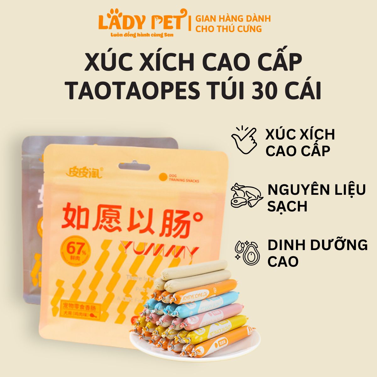 Xúc xích dinh dưỡng cao cấp Taotaopet 15g