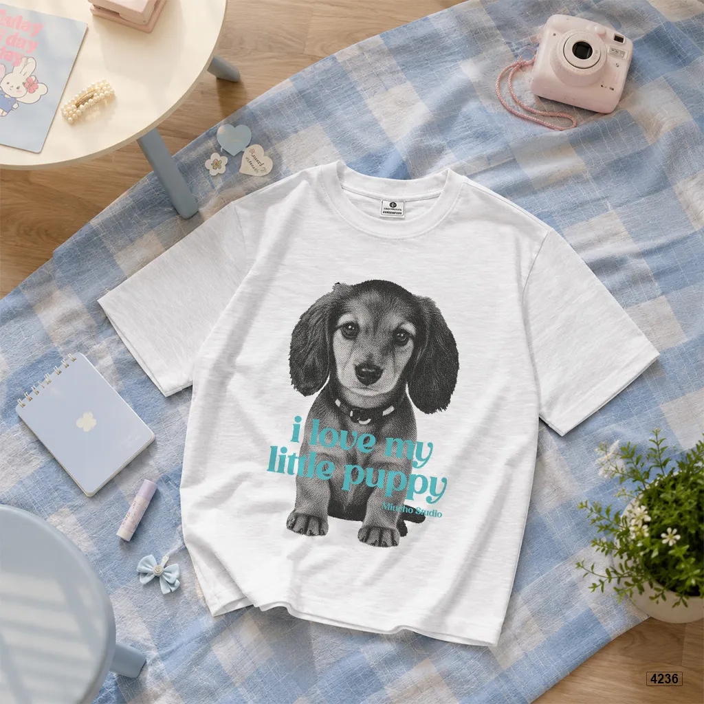 Áo thun boxy nữ Little Puppy chất vải xước thoáng mát Miucho 4236_thumbnail_6