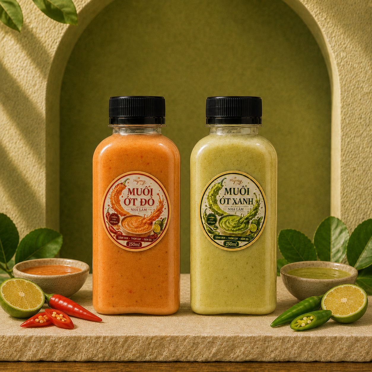 Combo 2 Vị Muối Ớt Xanh & Đỏ 150ml