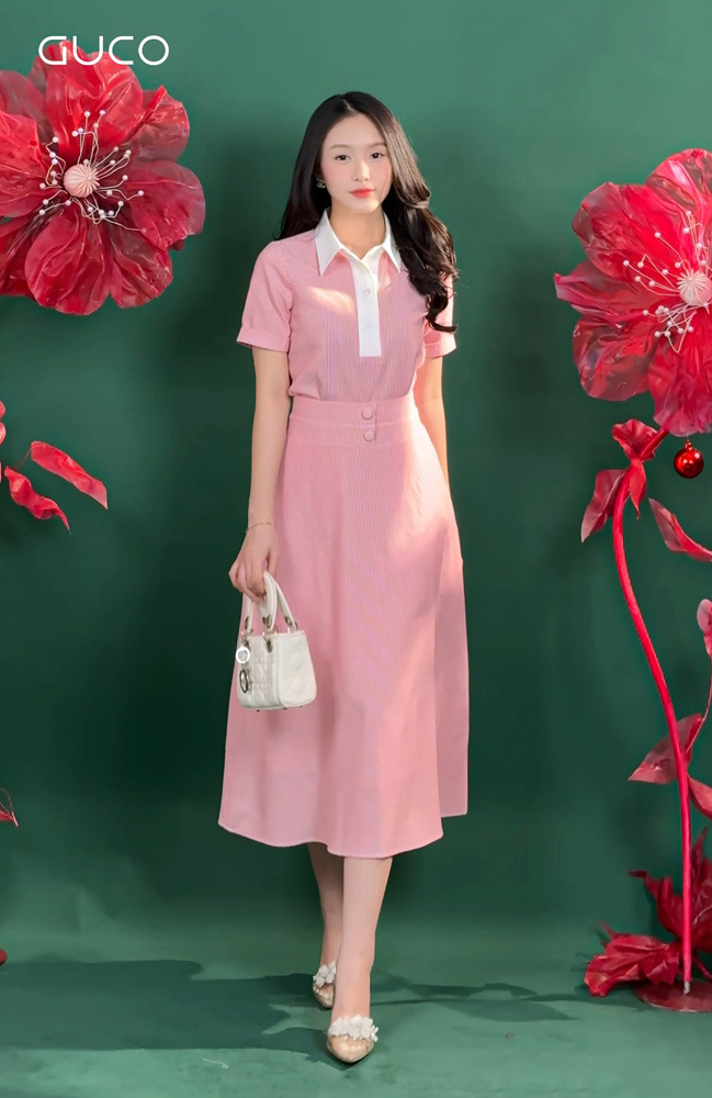 CHÂN VÁY XÒE A KẺ SỌC - ĐỎ_thumbnail_2