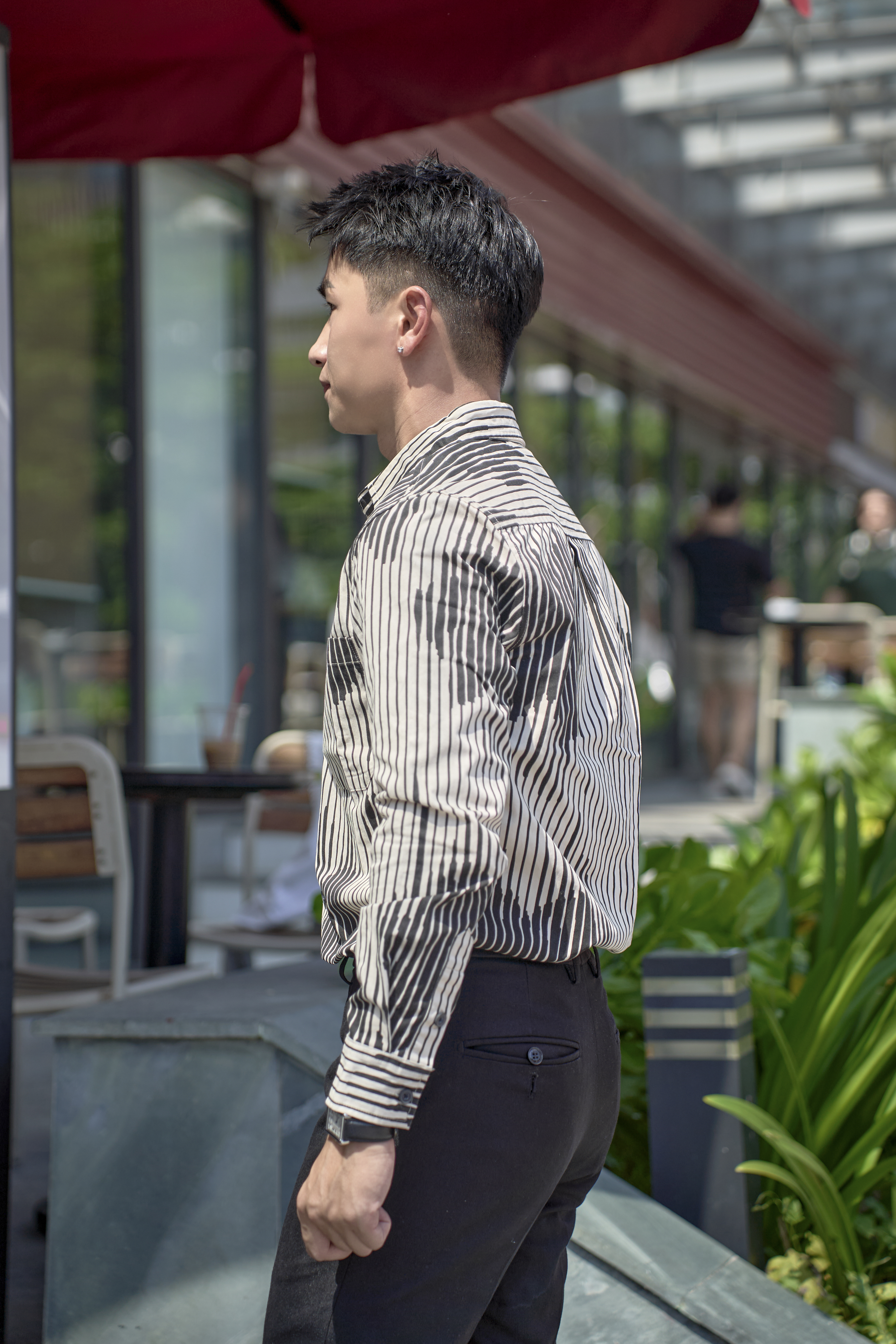 SA123 - Áo Sơ Mi Nam Tay Dài In Họa Tiết Sọc Đen Trắng Phong Cách Thời Trang_thumbnail_10