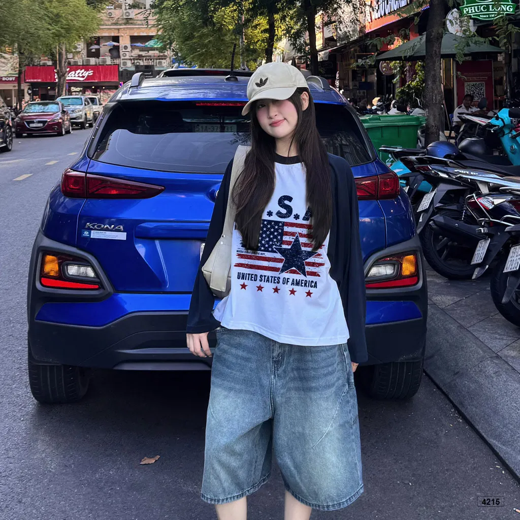 Áo thun boxy tay dài phối raglan chất đường phố Miucho 4215_thumbnail_2