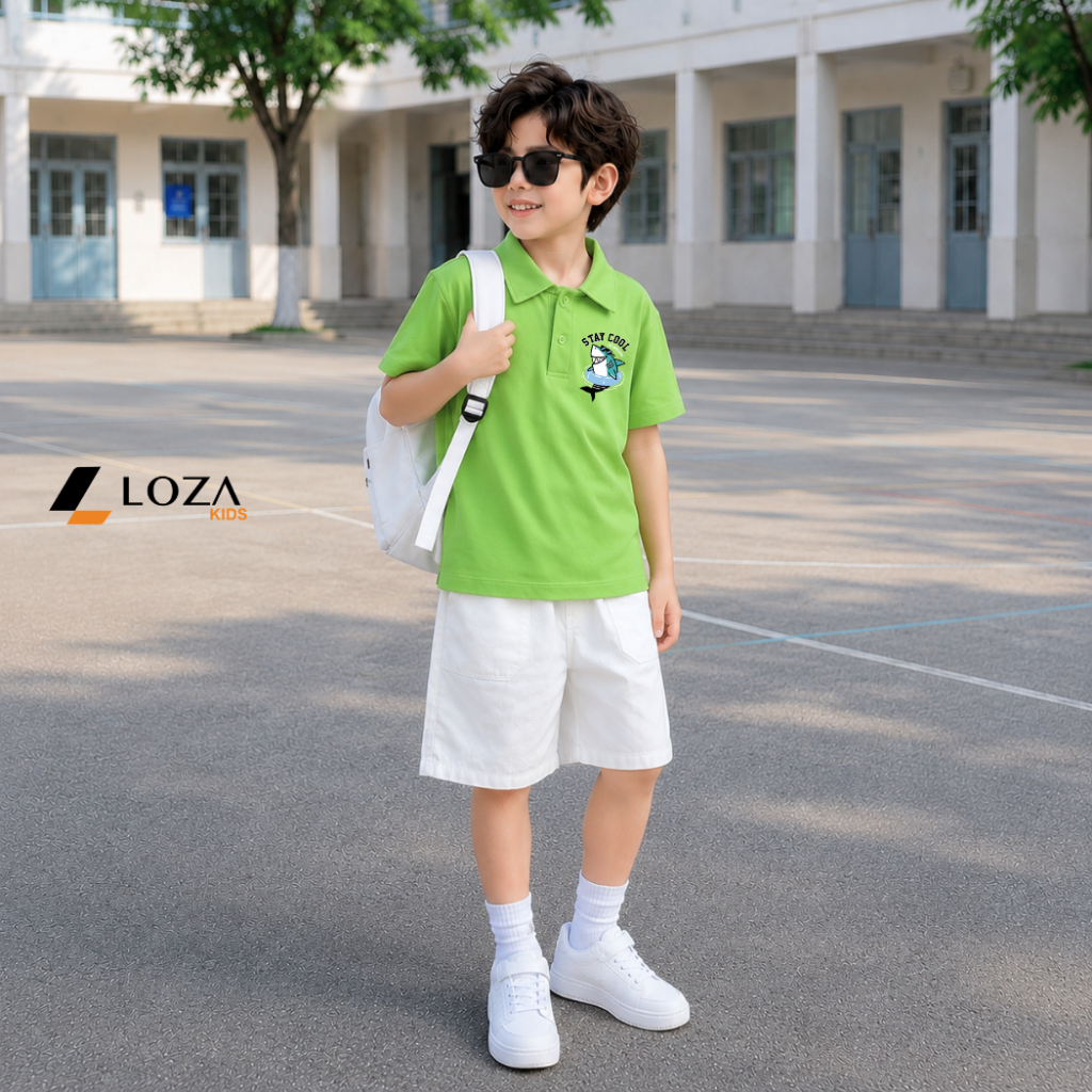 Áo polo bé trai hình Cá mập - Loza Kids PL3644