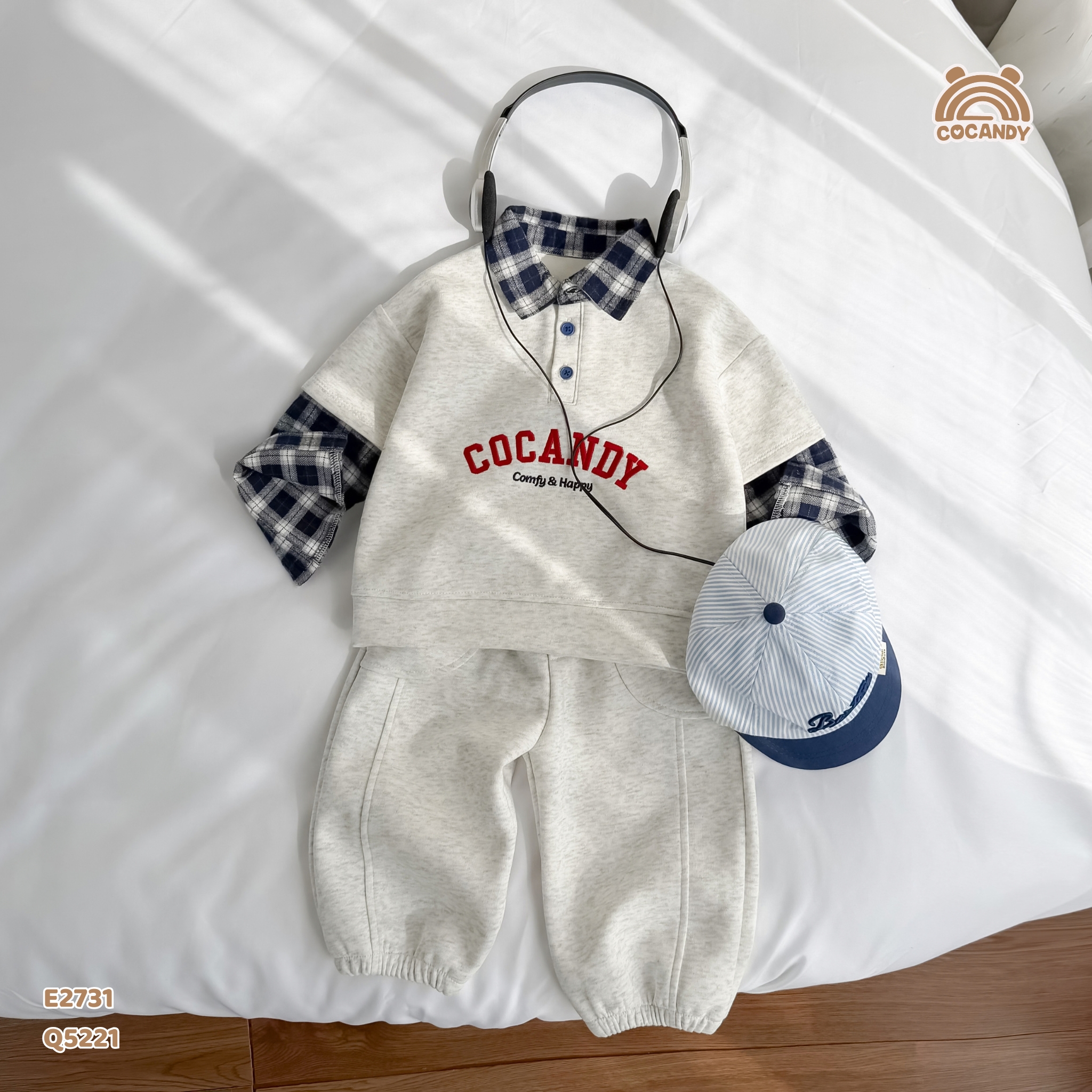 Áo dài nỉ GHI phối kẻ caro_thumbnail_1