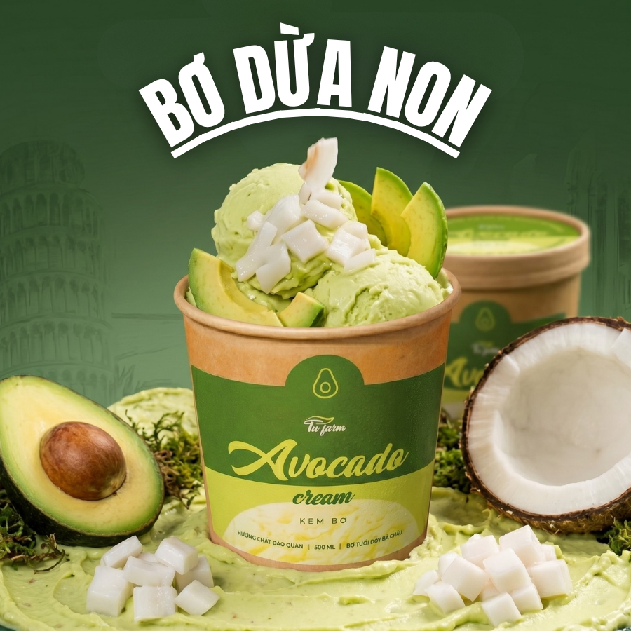 Kem Gelato - Vị Bơ Dừa Non