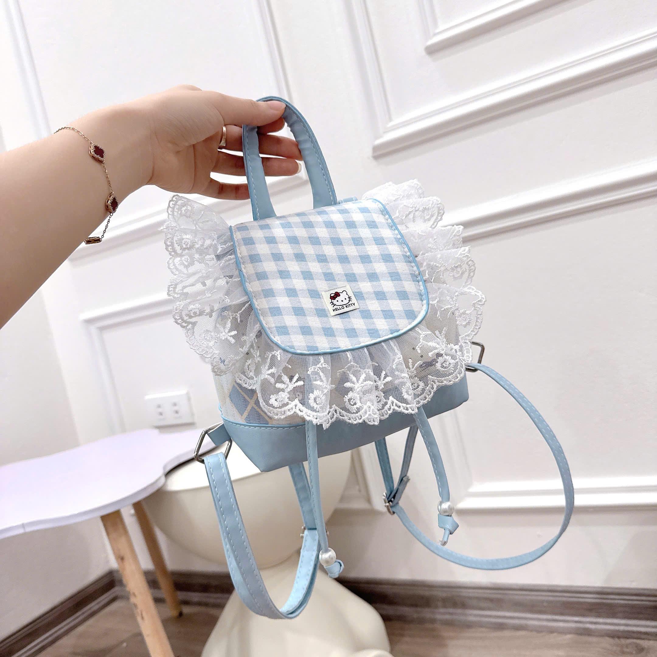 Balo Nữ  Mini Hello Kitty Caro Phối Ren Công Chúa Túi Đeo Vai Đeo Chéo 3 Trong 1 Kèm Dây Xích Trang Trí, Phong Cách Y2K Dễ Thương BL007_thumbnail_2