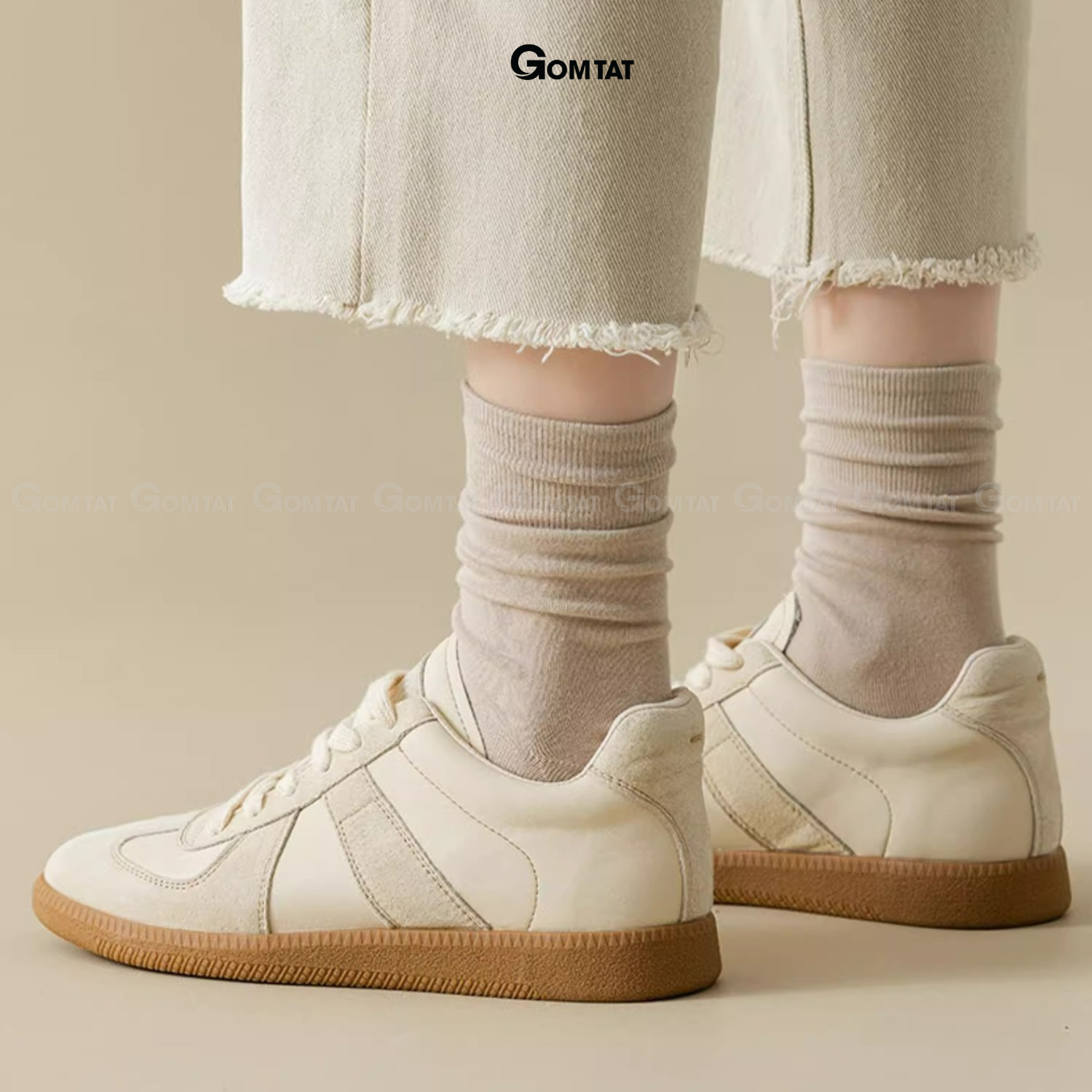 Combo 6 đôi tất nữ cổ trung GOMTAT dệt kim, vớ chân nữ trơn màu mềm mịn thoáng khí - OAS-1703-CB6_thumbnail_6