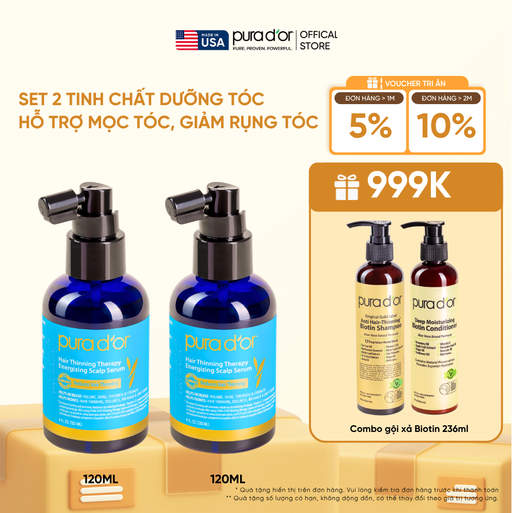 Set 2 Tinh chất hữu cơ Therapy Energizing Scalp Giúp trẻ hóa da đầu - Giảm rụng tóc, mọc tóc chắc khỏe 120ml