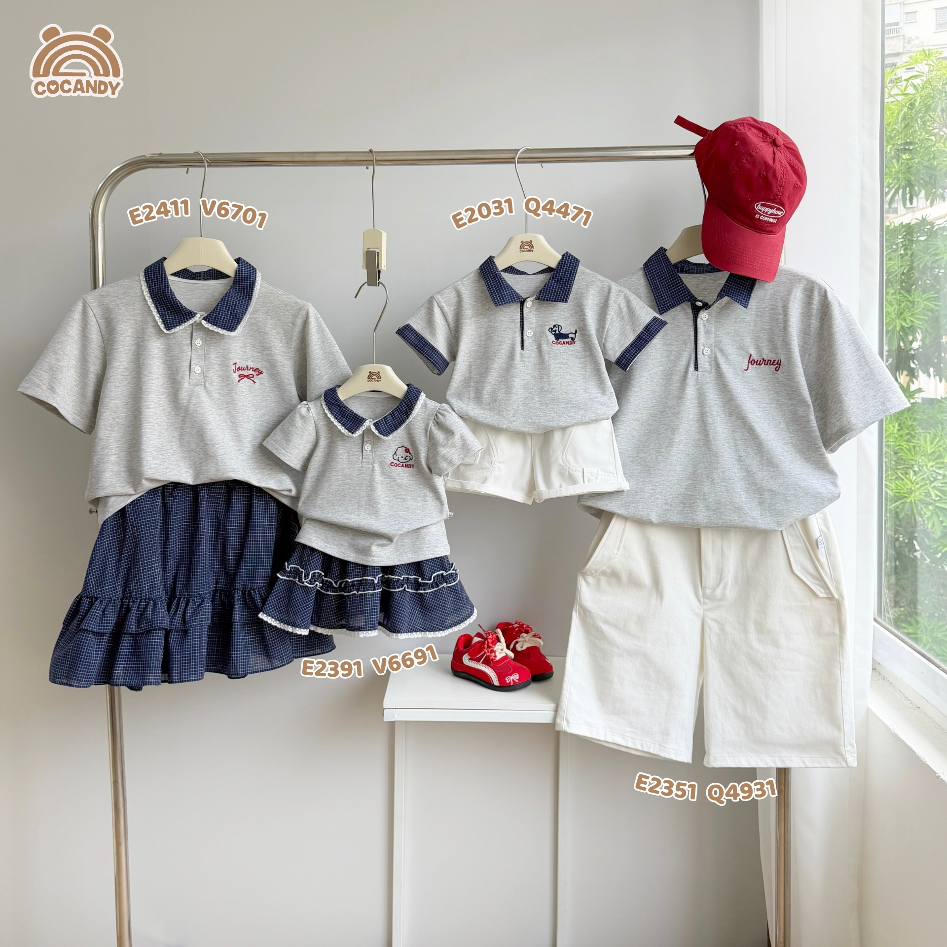 Áo cộc polo XÁM phối cổ caro NAM