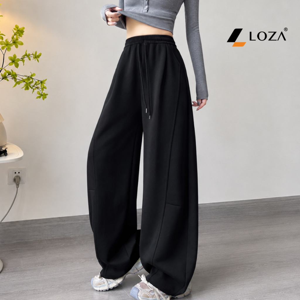 Quần dài nữ dáng suông ống cong NQ10 3 màu đen ghi đậm nhạt Loza LQ076231 LQ076231