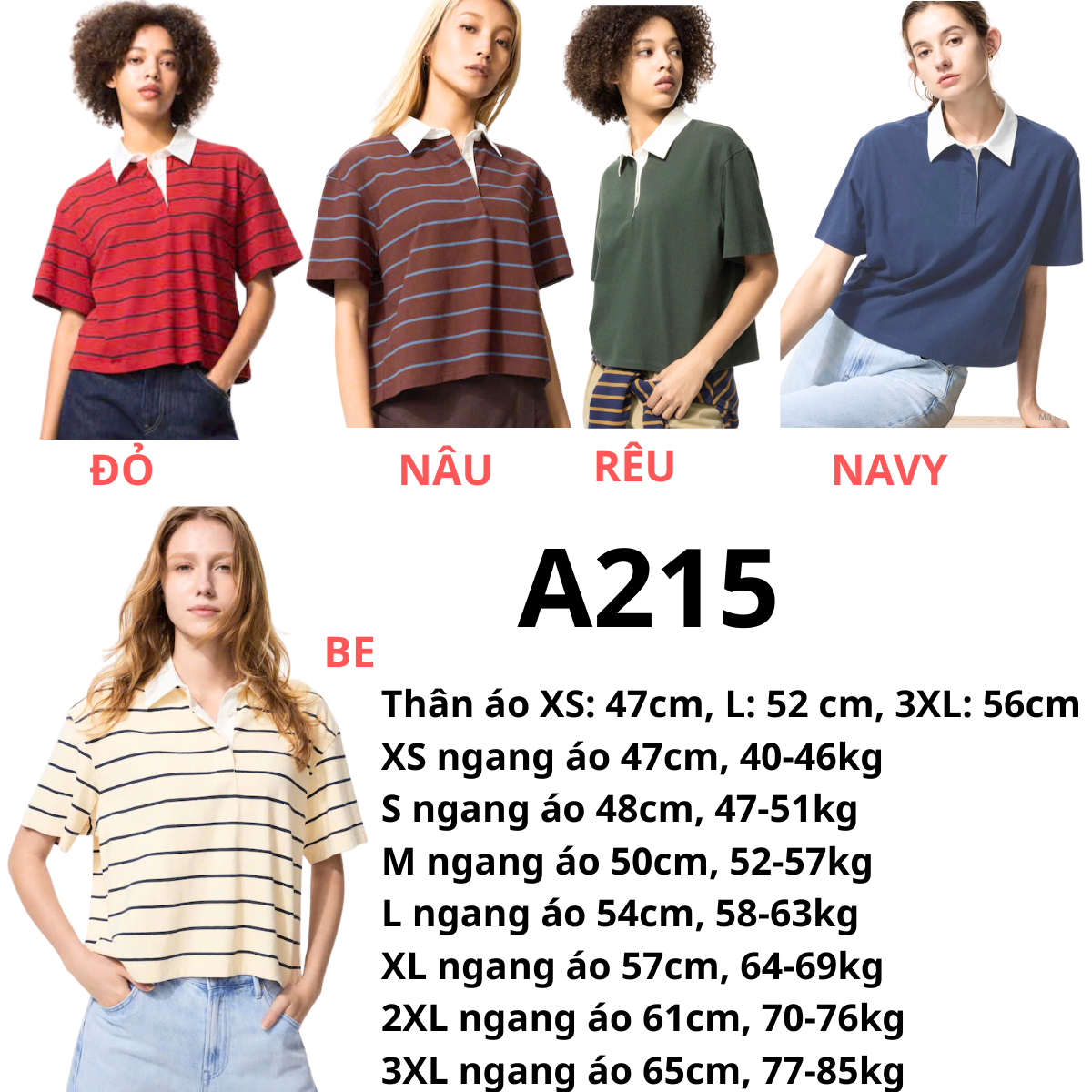 A215 - Áo Polo Crop