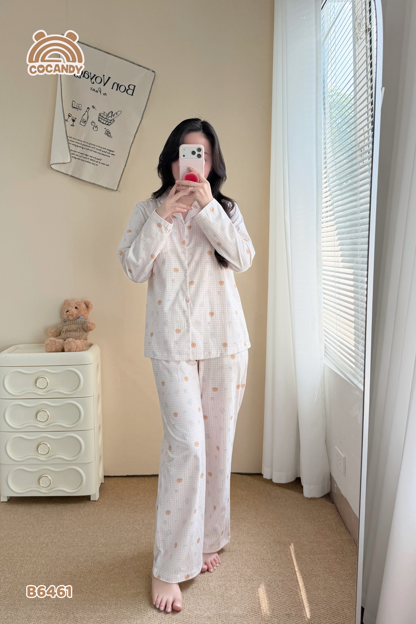 Bộ dài pijama HỒNG gấu nơ NỮ_thumbnail_1