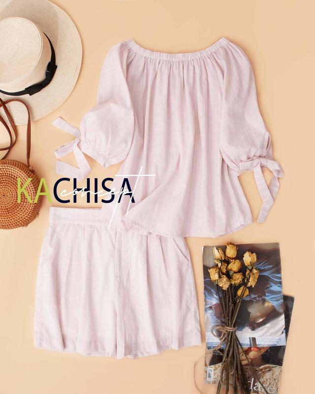 Áo trễ vai cotton sọc