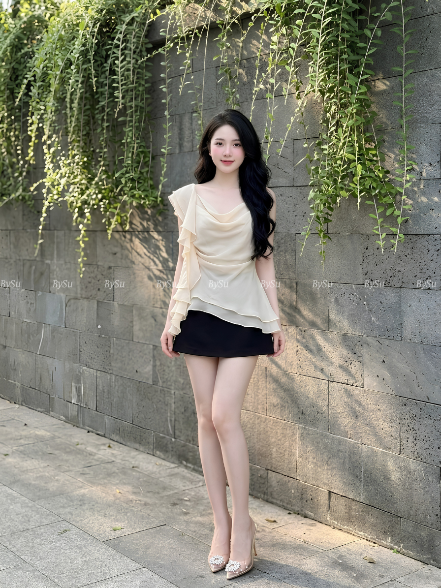 M38 - Set Áo Voan Tơ Cổ Đổ Kèm Chân Váy Cao Cấp_thumbnail_4