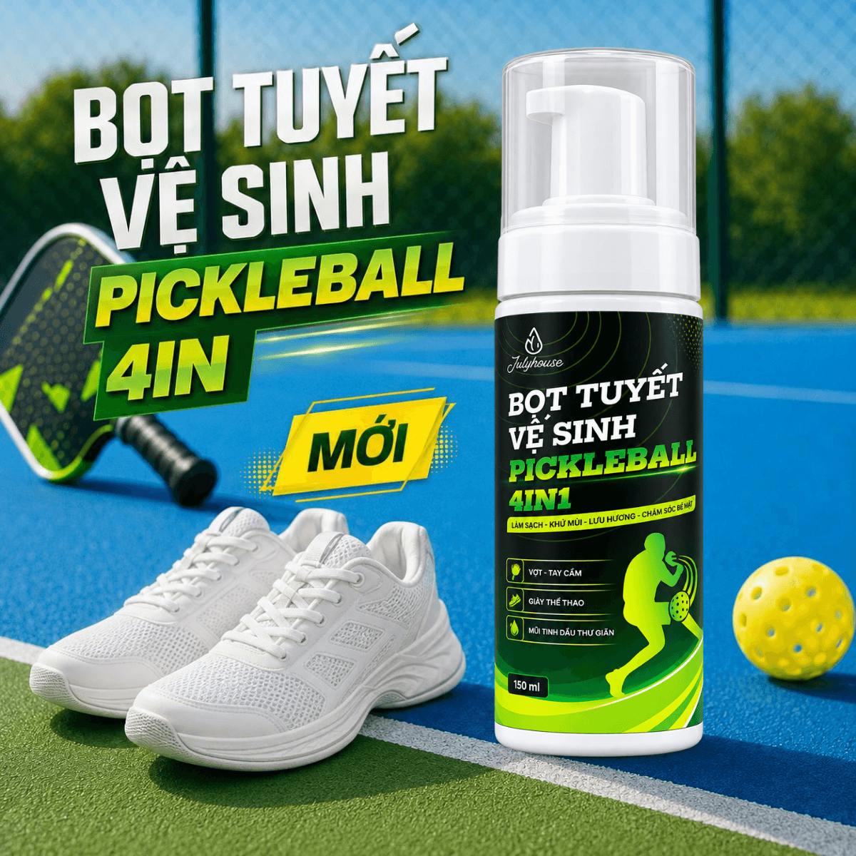 Bọt Tuyết Vệ Sinh Pickleball 4in1 150ml/500ml Julyhouse