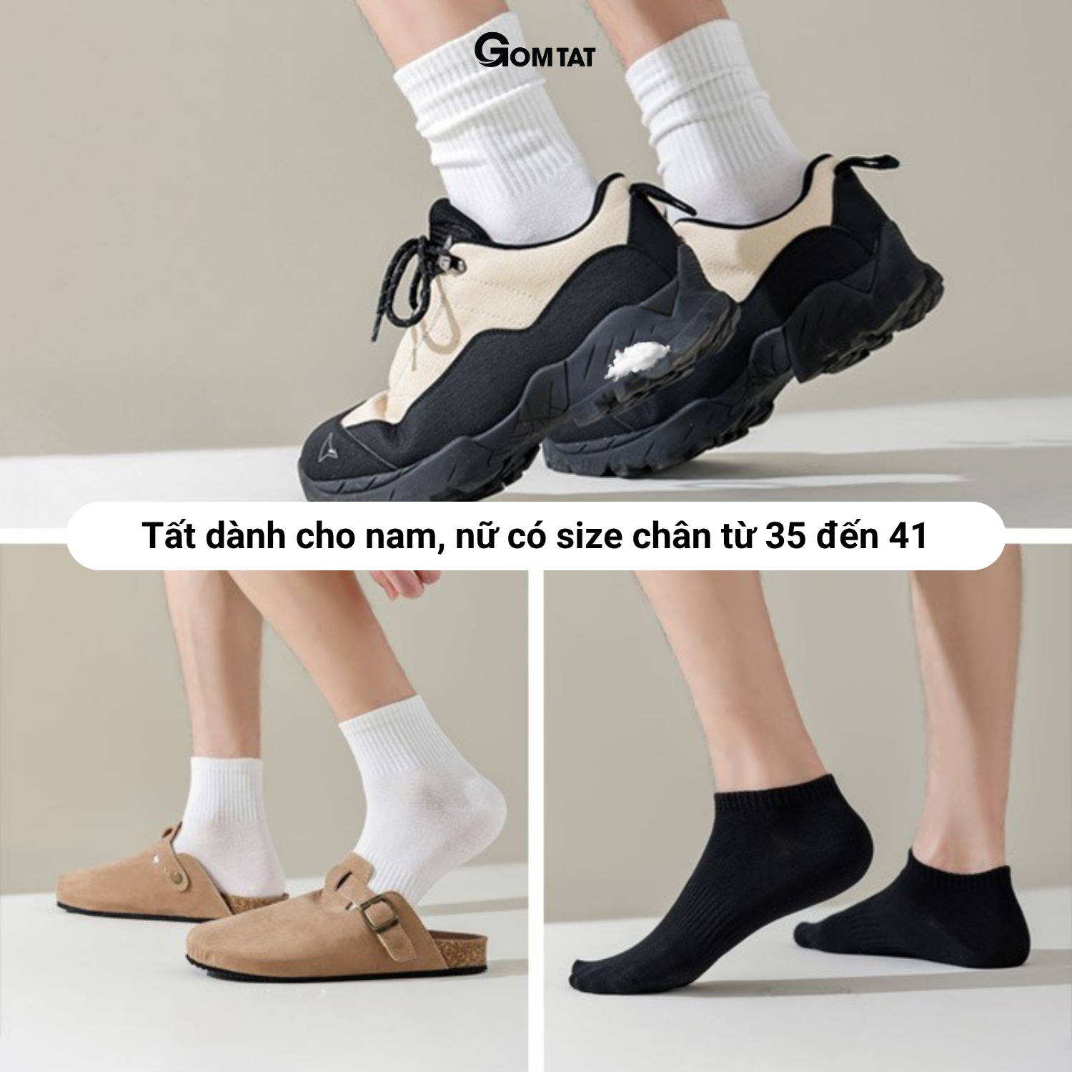 Combo tất trơn cổ cao/trung/ngắn GOMTAT, tất thể thao basic chất cotton thoáng khí - OAS-1704_thumbnail_6