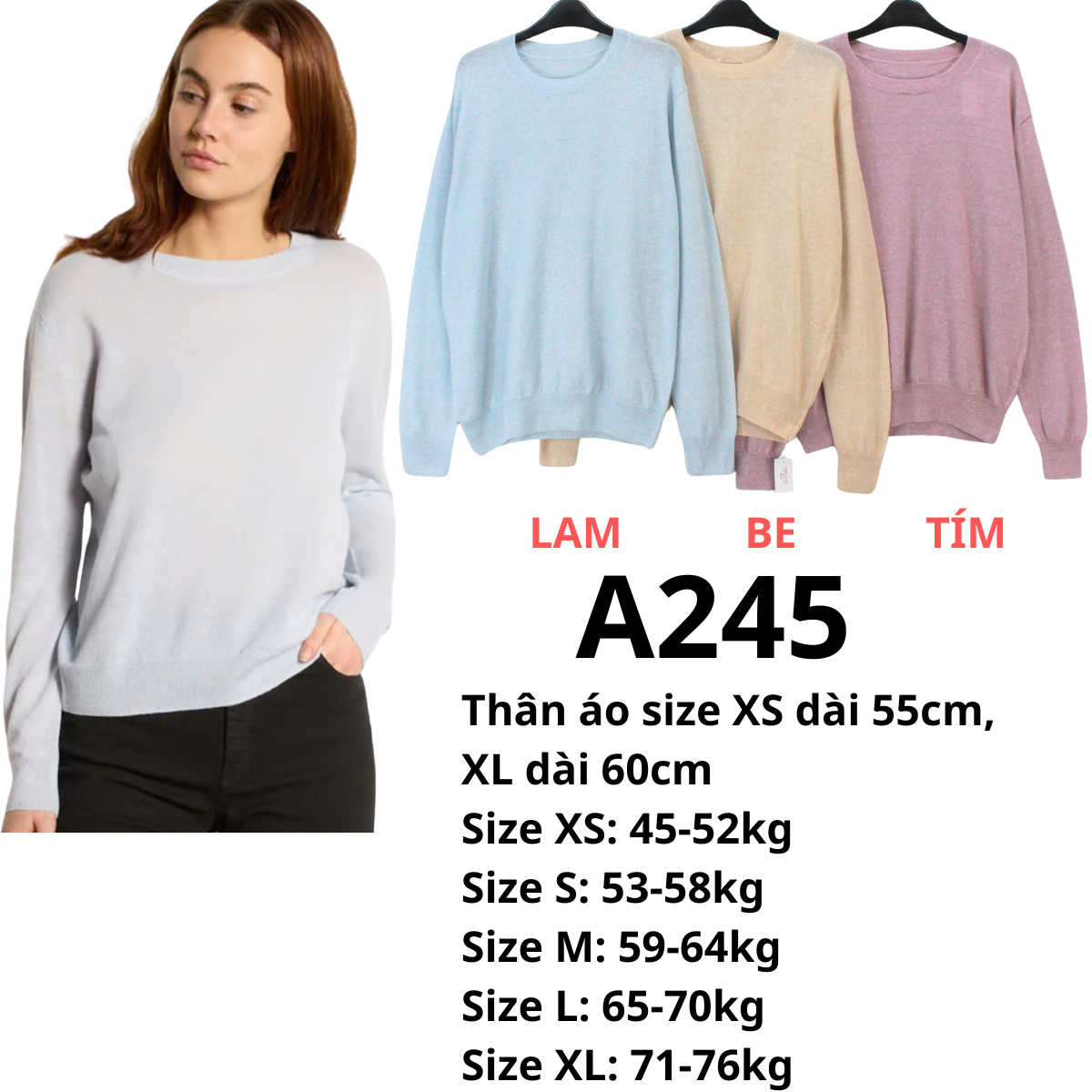 A245 - Áo len tay dài