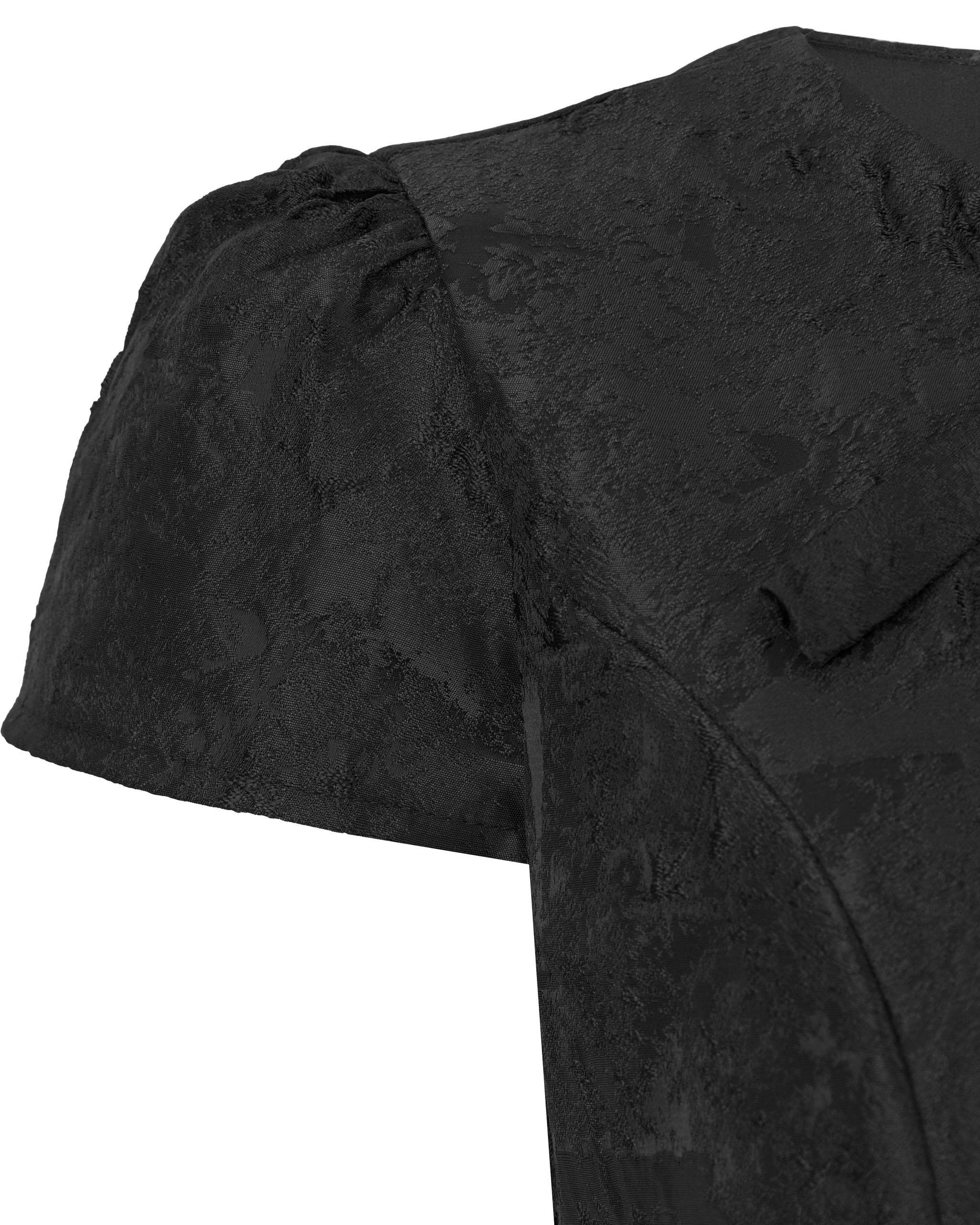 Đầm Gấm Hoa Dáng A Phối Lưới Bigsize Tạo Dáng Gọn, Hoa Nổi Lai Đầm - Đen - Vừa 55–90kg - V-DA237_thumbnail_6