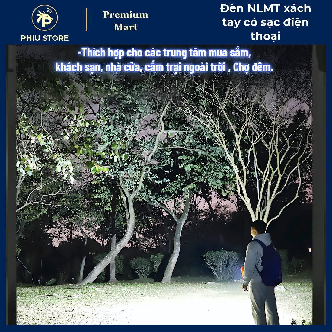 Đèn năng lượng mặt trời xách tay, đèn pha sạc tích điện, đèn LED sạc năng lượng mặt trời, có cổng USB sạc điện thoại, PHIU STORE_thumbnail_7