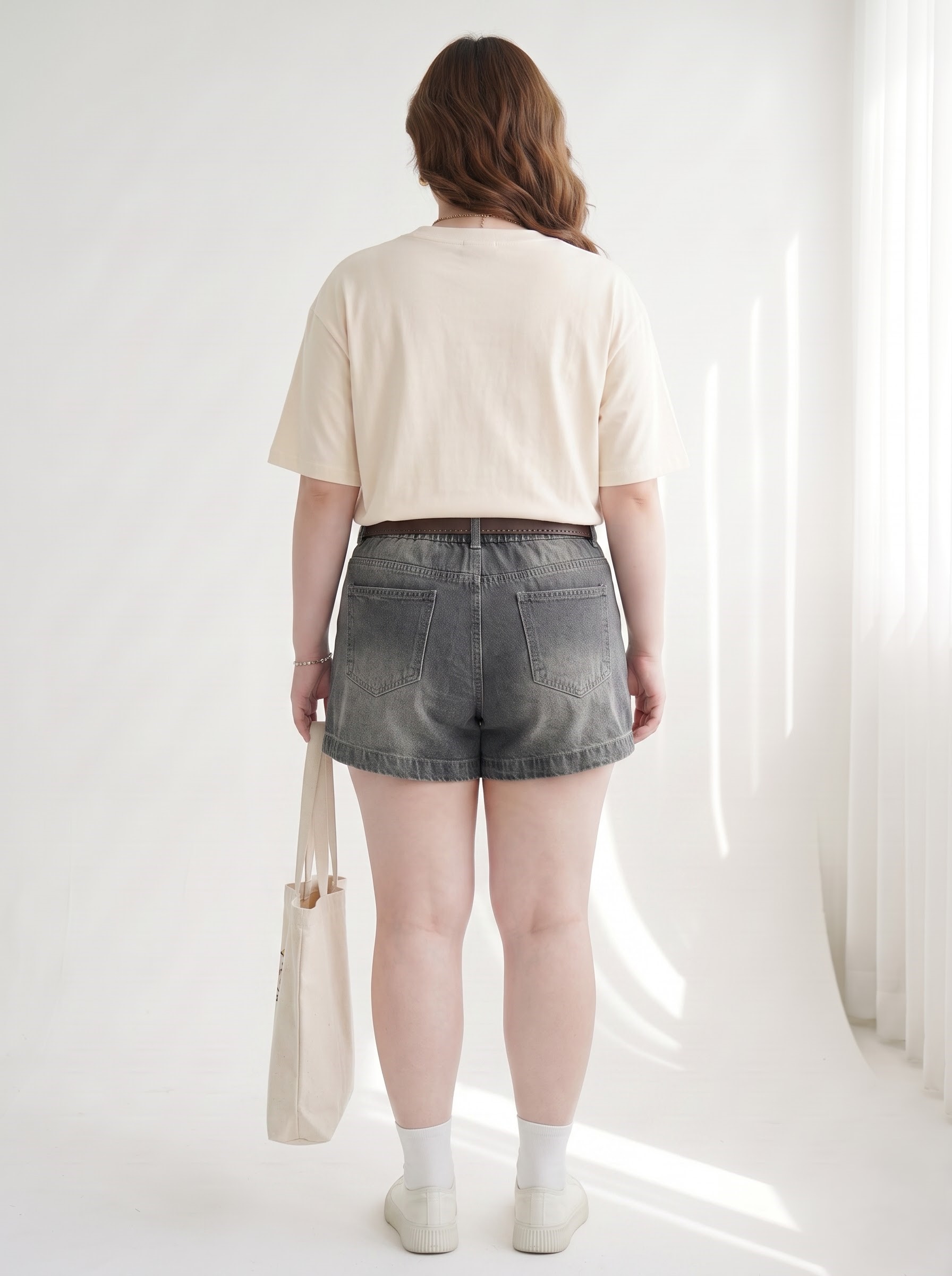 Quần Short Jean Lưng Thun Ép Đá Bigsize Phối Rách Wash Xám - Size 30–35 - Vừa 55–90kg - T-QSJ1334_thumbnail_5