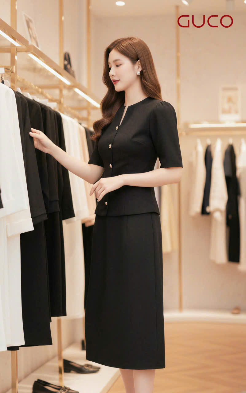 ÁO KIỂU CỔ V ĐÍNH NÚT - ĐEN_thumbnail_3