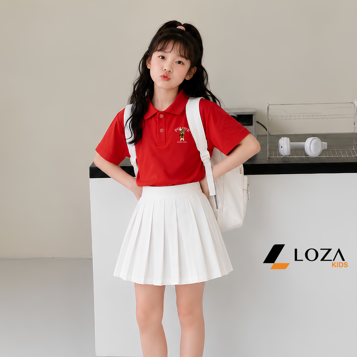 Áo polo bé gái in hình cô gái cute - Loza PL3646_thumbnail_2