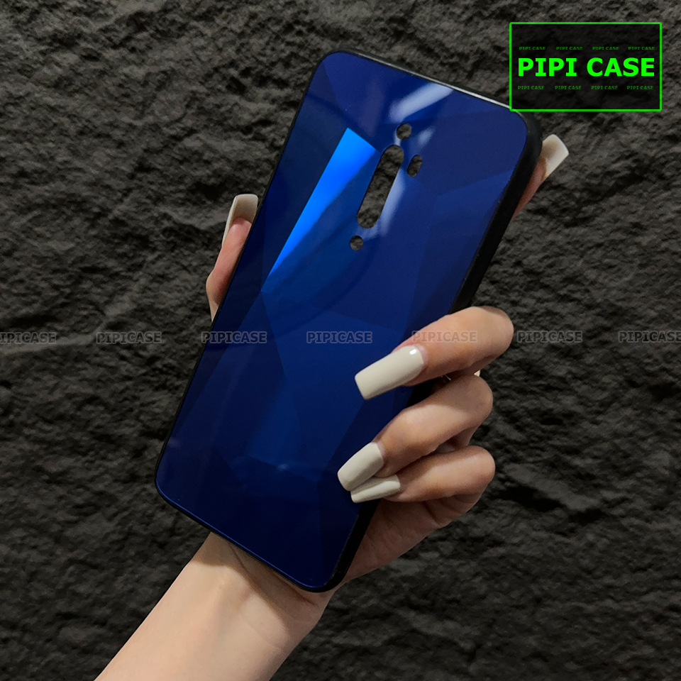 Ốp Lưng Oppo Reno 2F - Kim Cương 6D - Xanh