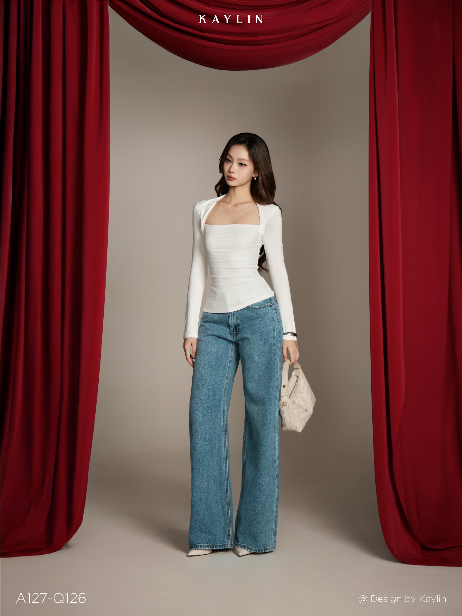 Quần Jean Suông Lưng Thấp KAYLIN Wide-Leg Jeans