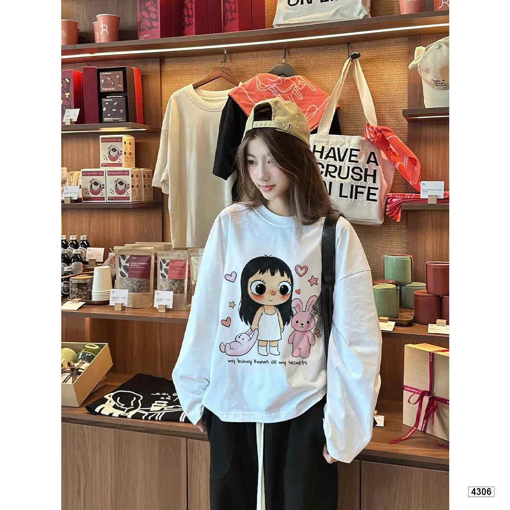 Áo thun tay dài unisex form boxy Miucho 4306_thumbnail_4