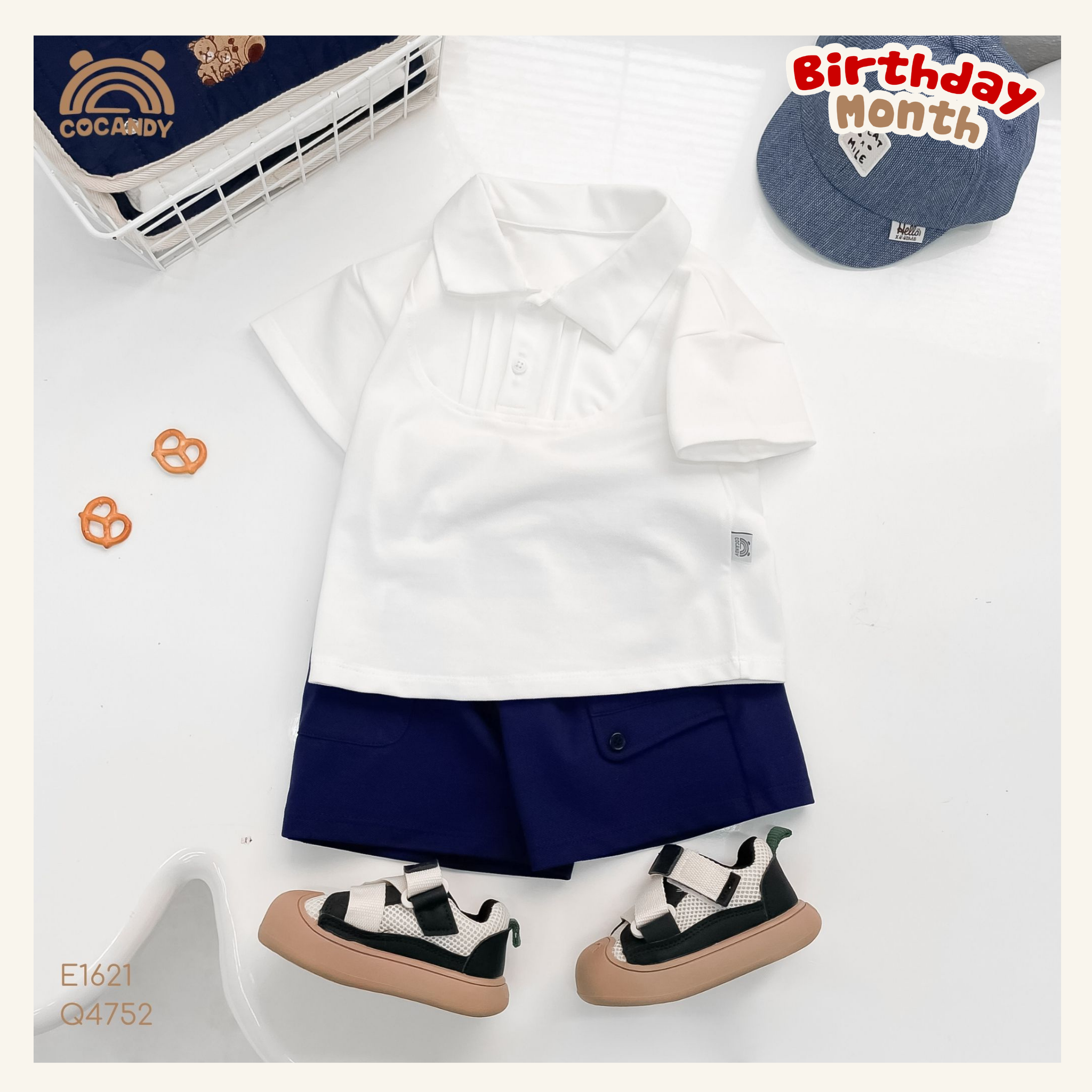 Áo cộc polo TRẮNG nẹp ly ngực
