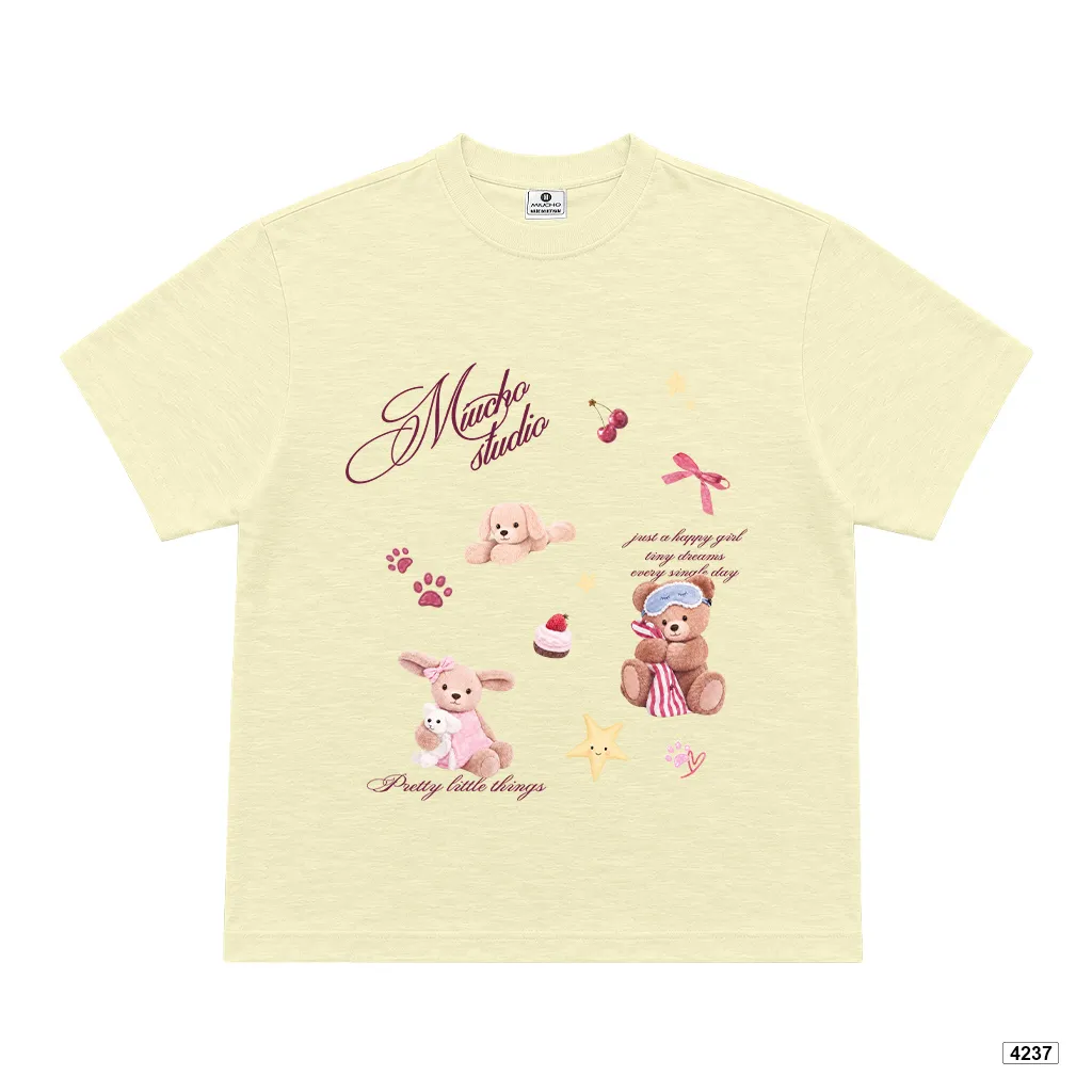 Áo thun nữ form boxy chất vải xước Teddy đáng yêu Miucho 4237_thumbnail_8